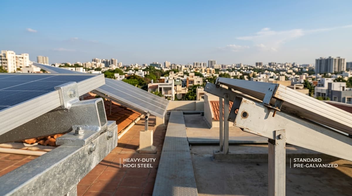 GI vs HDGI vs Aluminum: Which Solar Mounting Structure Actually Lasts in Uttar Pradesh?